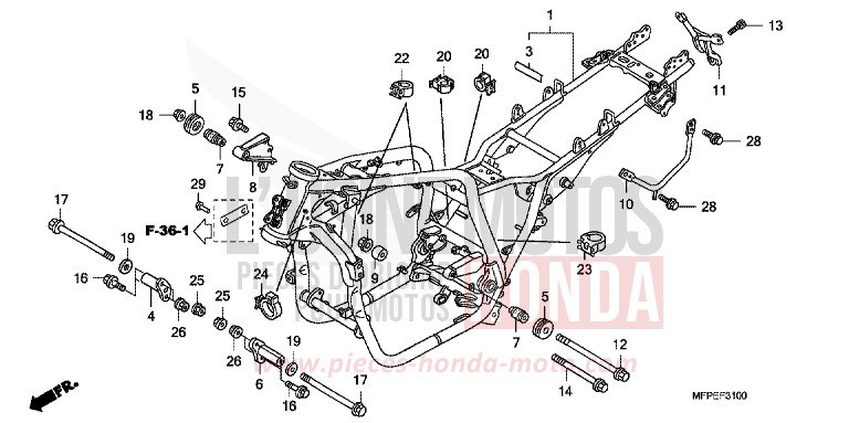 FRAME BODY for CB1300 Super Bold'or ABS GRAPHITE BLACK (NHB01EB) from 2010